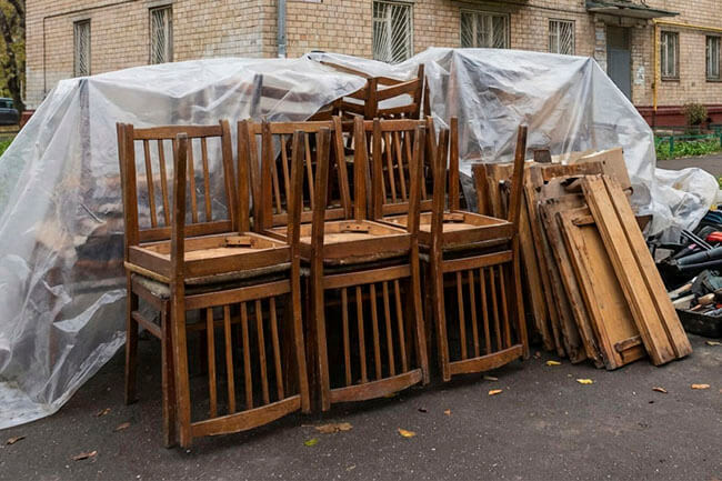 Старые стулья Старые стулья, подготовленные к вывозу на мусор