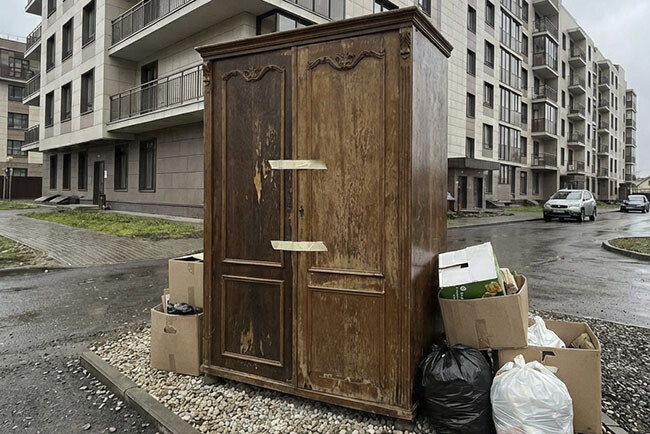 Шкаф на выброс Шкаф на выброс, подготовленный к вывозу